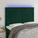 vidaXL sötétzöld bársony LED-es fejtámla 144x5x118/128 cm