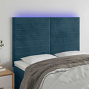 vidaXL sötétkék bársony LED-es fejtámla 144x5x118/128 cm