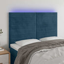 vidaXL sötétkék bársony LED-es fejtámla 144x5x118/128 cm