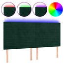 vidaXL sötétzöld bársony LED-es fejtámla 160x5x118/128 cm