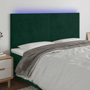 vidaXL sötétzöld bársony LED-es fejtámla 160x5x118/128 cm