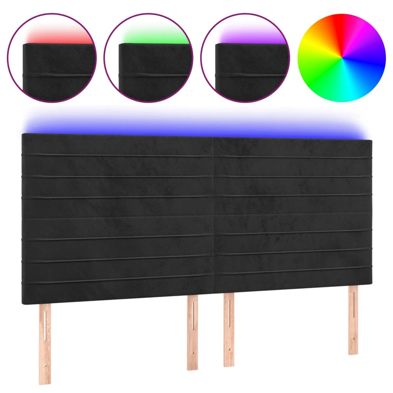 vidaXL fekete bársony LED-es fejtámla 180x5x118/128 cm