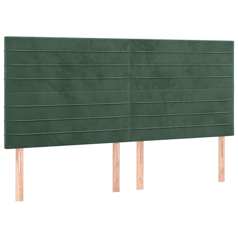 vidaXL sötétzöld bársony LED-es fejtámla 180x5x118/128 cm