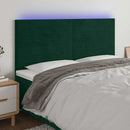 vidaXL sötétzöld bársony LED-es fejtámla 180x5x118/128 cm
