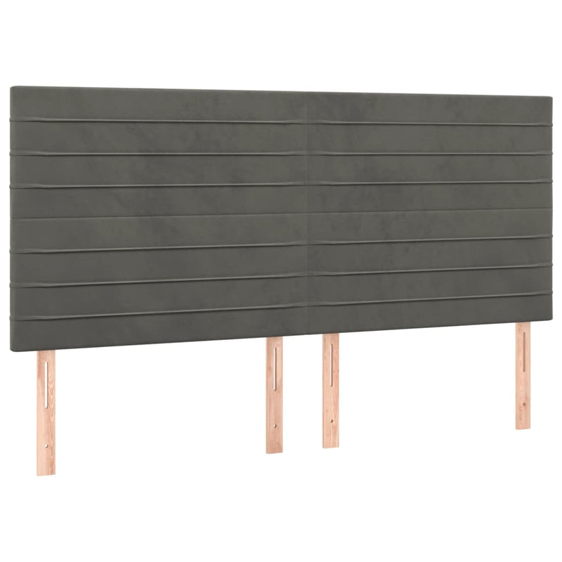 vidaXL sötétszürke bársony LED-es fejtámla 200x5x118/128 cm