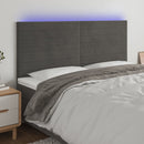 vidaXL sötétszürke bársony LED-es fejtámla 200x5x118/128 cm
