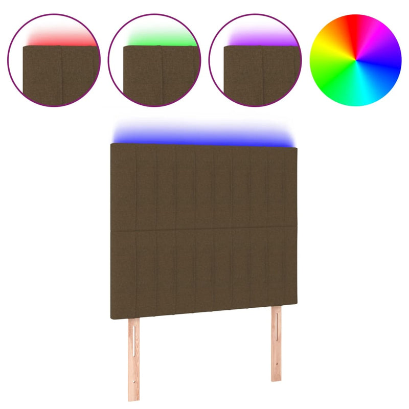vidaXL sötétbarna szövet LED-es fejtámla 80x5x118/128 cm