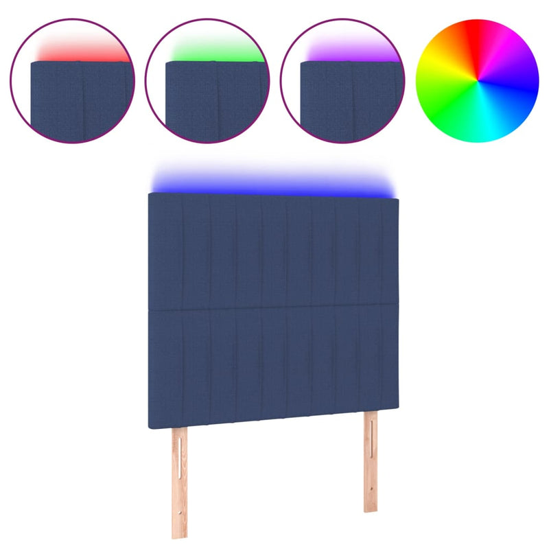 vidaXL kék szövet LED-es fejtámla 80x5x118/128 cm