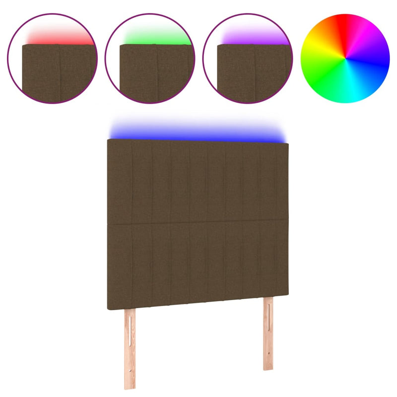 vidaXL sötétbarna szövet LED-es fejtámla 90x5x118/128 cm