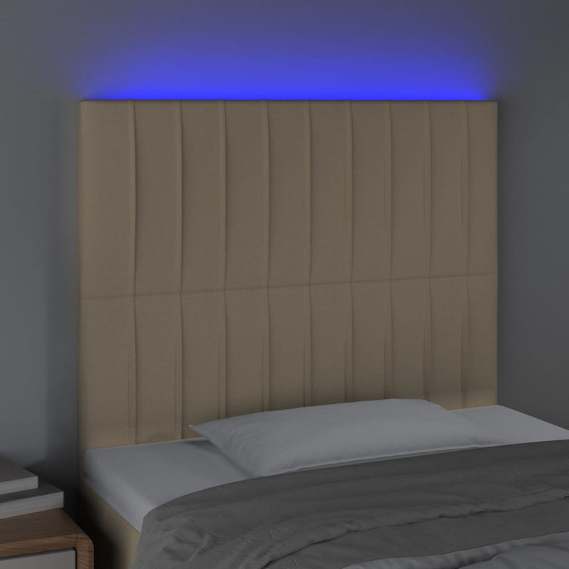 vidaXL krémszínű szövet LED-es fejtámla 90x5x118/128 cm