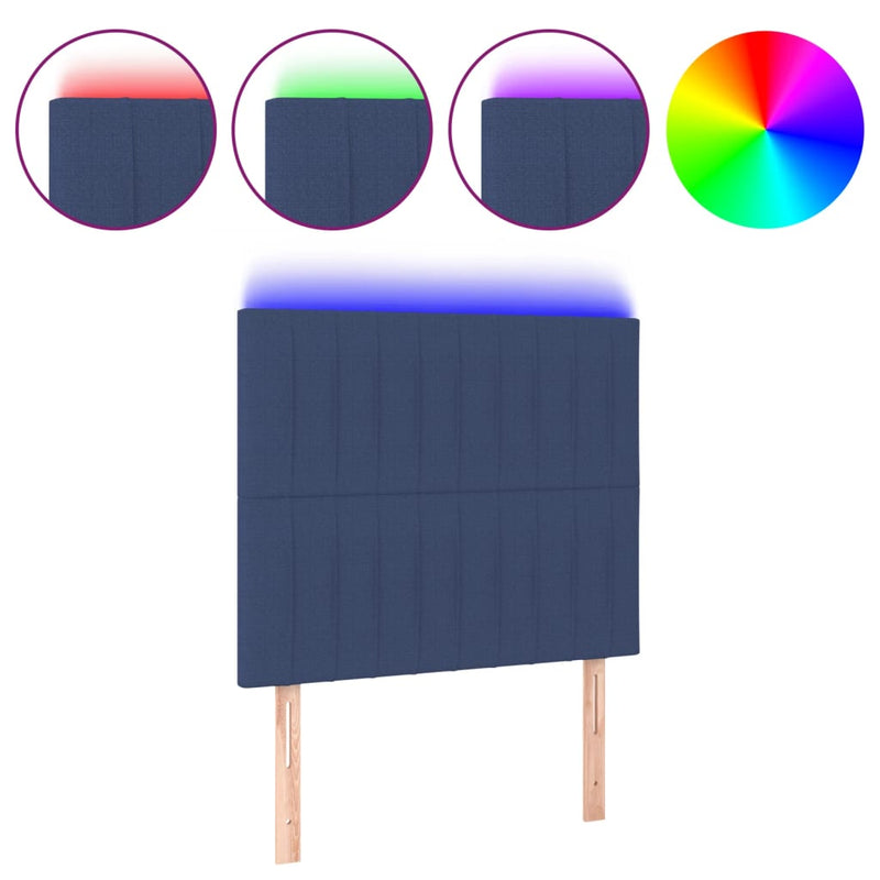 vidaXL kék szövet LED-es fejtámla 90x5x118/128 cm