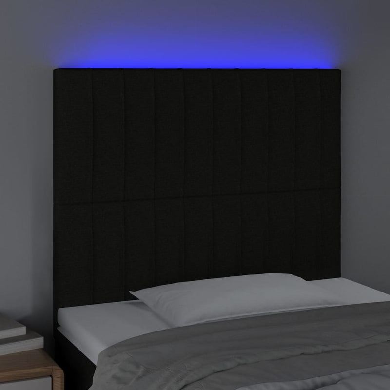 vidaXL fekete szövet LED-es fejtámla 100x5x118/128 cm