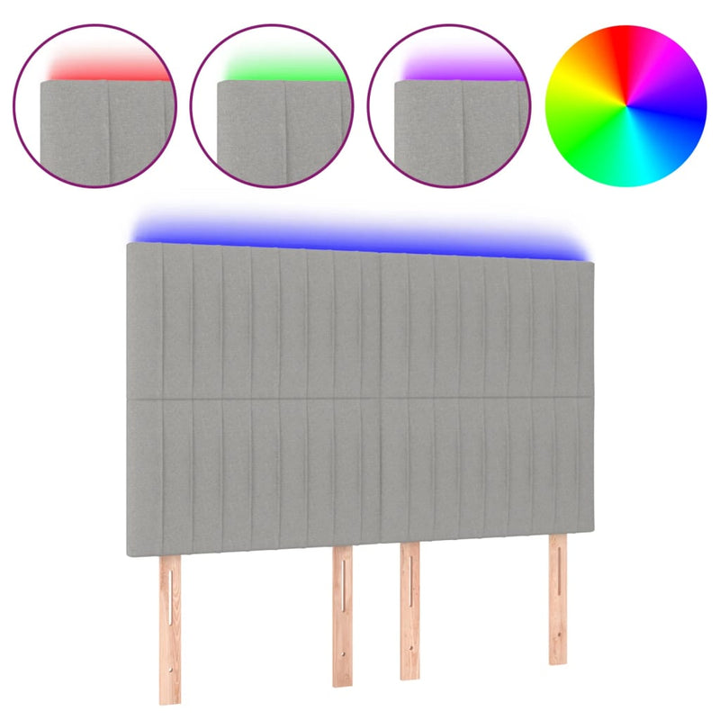 vidaXL világosszürke szövet LED-es fejtámla 144x5x118/128 cm