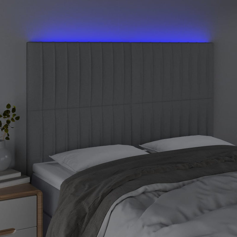 vidaXL világosszürke szövet LED-es fejtámla 144x5x118/128 cm