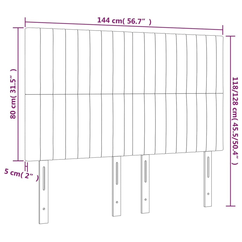 vidaXL világosszürke szövet LED-es fejtámla 144x5x118/128 cm