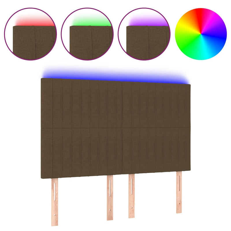vidaXL sötétbarna szövet LED-es fejtámla 144x5x118/128 cm
