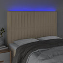 vidaXL krémszínű szövet LED-es fejtámla 144x5x118/128 cm