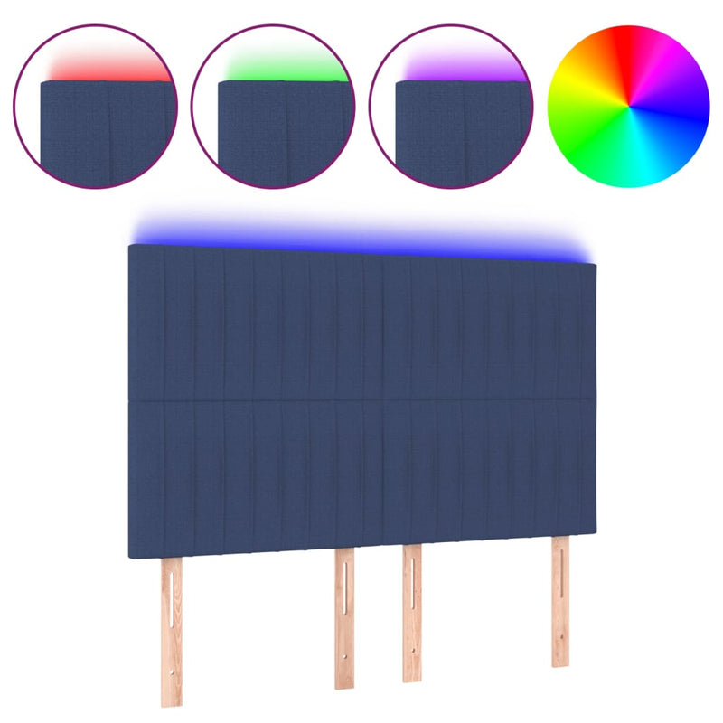 vidaXL kék szövet LED-es fejtámla 144x5x118/128 cm
