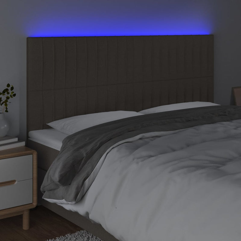 vidaXL tópszínű szövet LED-es fejtámla 160x5x118/128 cm