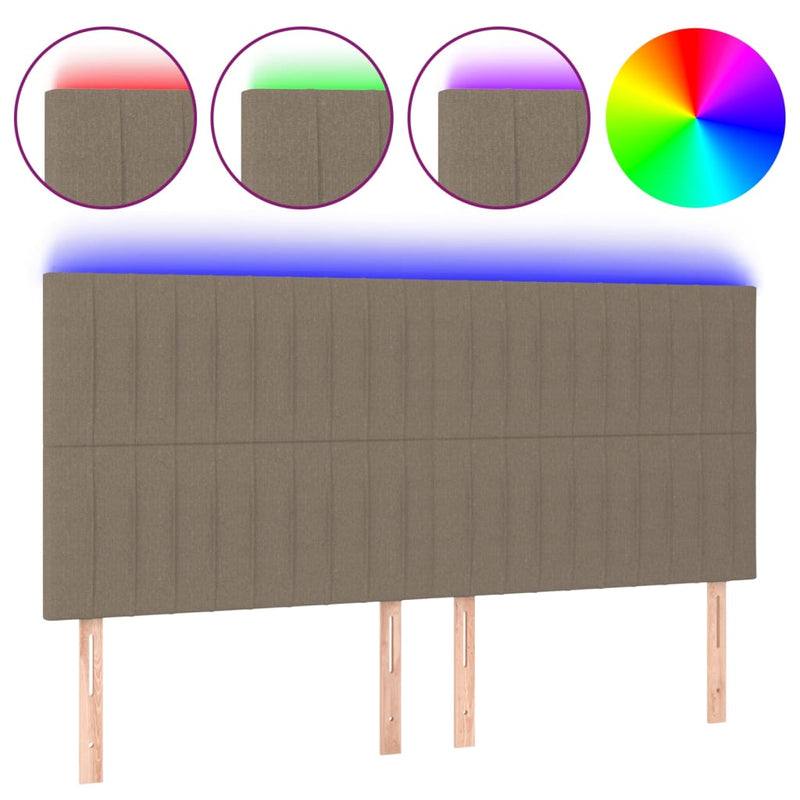vidaXL tópszínű szövet LED-es fejtámla 180x5x118/128 cm