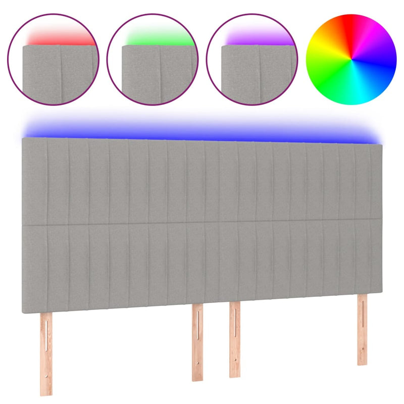 vidaXL világosszürke szövet LED-es fejtámla 200x5x118/128 cm