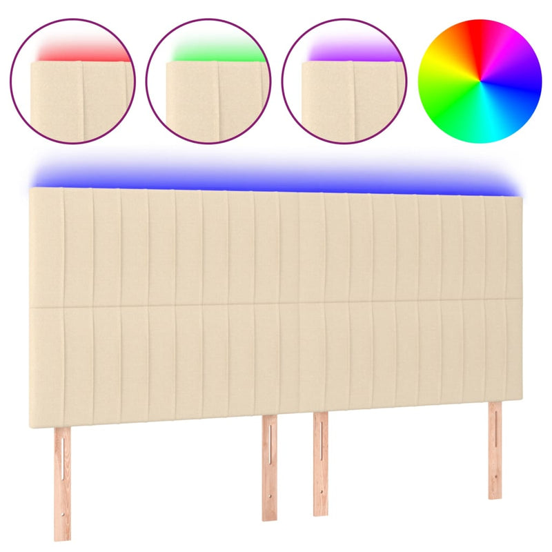 vidaXL krémszínű szövet LED-es fejtámla 200x5x118/128 cm