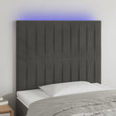 vidaXL sötétszürke bársony LED-es fejtámla 80x5x118/128 cm