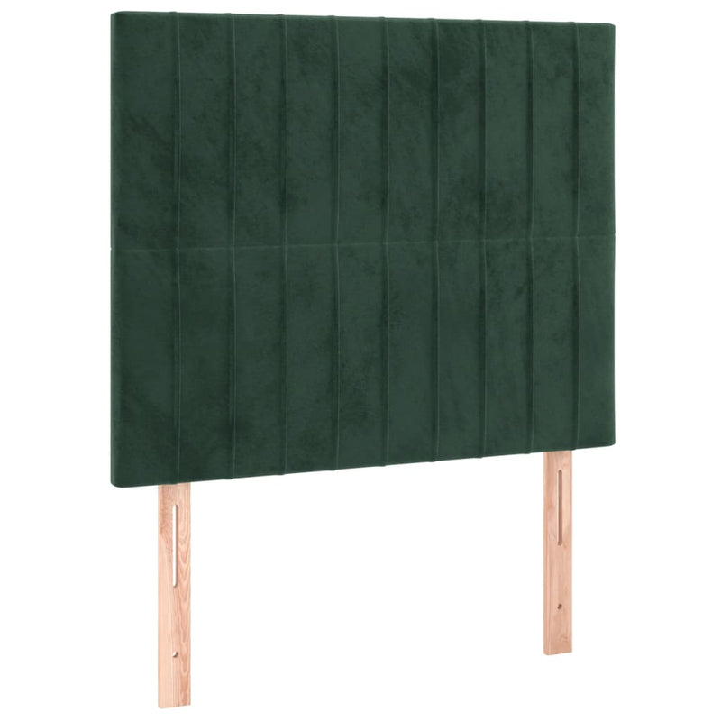 vidaXL sötétzöld bársony LED-es fejtámla 80x5x118/128 cm