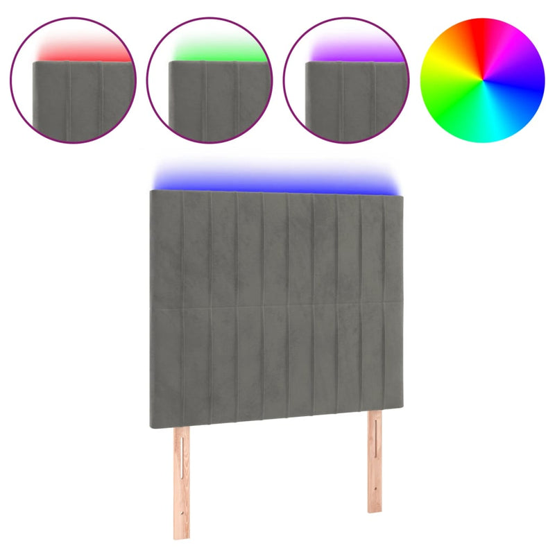 vidaXL világosszürke bársony LED-es fejtámla 90x5x118/128 cm