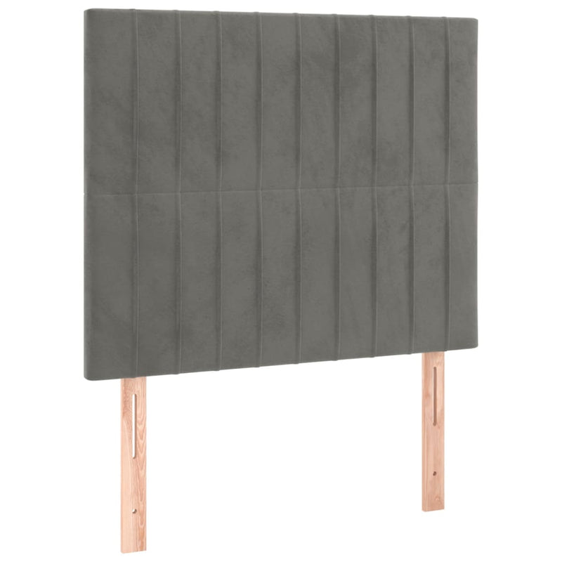 vidaXL világosszürke bársony LED-es fejtámla 90x5x118/128 cm