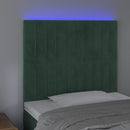 vidaXL sötétzöld bársony LED-es fejtámla 90x5x118/128 cm