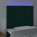 vidaXL sötétzöld bársony LED-es fejtámla 100x5x118/128 cm