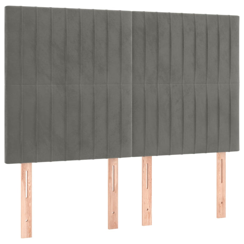 vidaXL világosszürke bársony LED-es fejtámla 144x5x118/128 cm