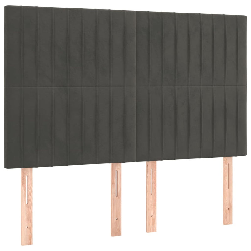 vidaXL sötétszürke bársony LED-es fejtámla 144x5x118/128 cm