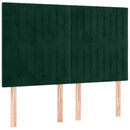 vidaXL sötétzöld bársony LED-es fejtámla 144x5x118/128 cm