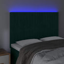 vidaXL sötétzöld bársony LED-es fejtámla 144x5x118/128 cm