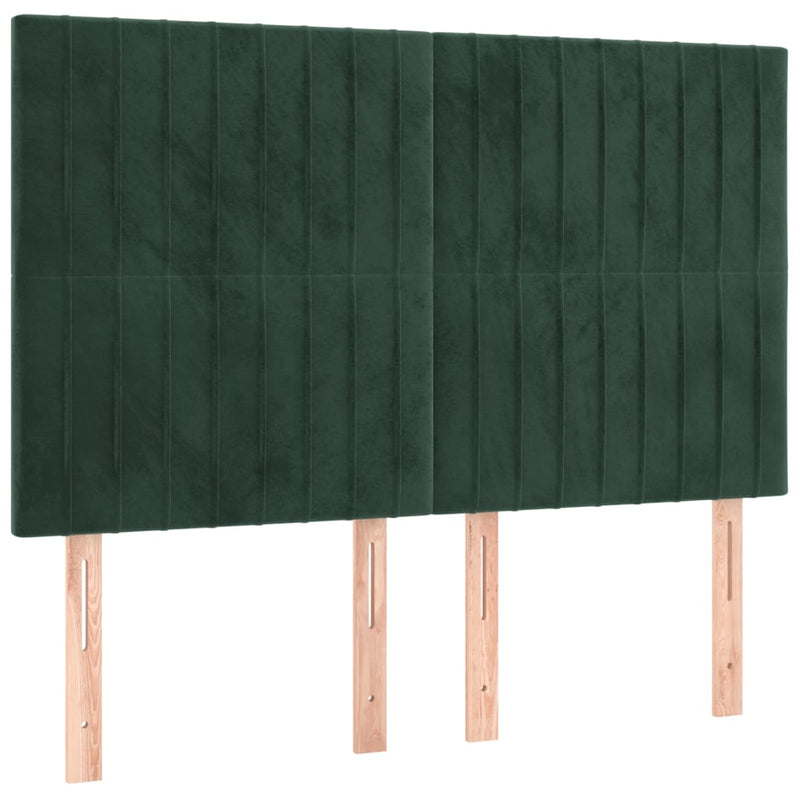 vidaXL sötétzöld bársony LED-es fejtámla 144x5x118/128 cm