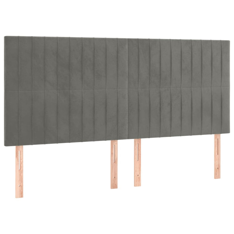 vidaXL világosszürke bársony LED-es fejtámla 160x5x118/128 cm