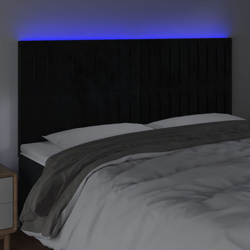 vidaXL fekete bársony LED-es fejtámla 160x5x118/128 cm