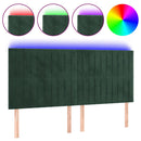 vidaXL sötétzöld bársony LED-es fejtámla 160x5x118/128 cm