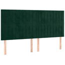 vidaXL sötétzöld bársony LED-es fejtámla 160x5x118/128 cm