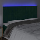 vidaXL sötétzöld bársony LED-es fejtámla 160x5x118/128 cm