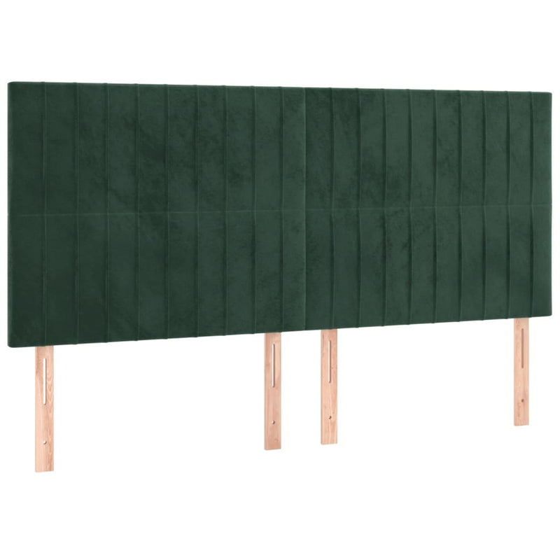 vidaXL sötétzöld bársony LED-es fejtámla 160x5x118/128 cm