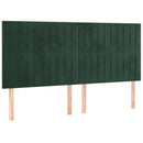 vidaXL sötétzöld bársony LED-es fejtámla 160x5x118/128 cm