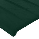 vidaXL sötétzöld bársony LED-es fejtámla 160x5x118/128 cm