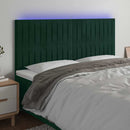 vidaXL sötétzöld bársony LED-es fejtámla 160x5x118/128 cm