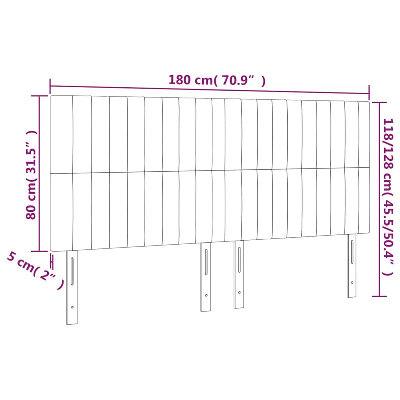 vidaXL sötétzöld bársony LED-es fejtámla 180x5x118/128 cm