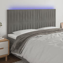 vidaXL világosszürke bársony LED-es fejtámla 200x5x118/128 cm