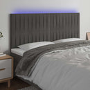 vidaXL sötétszürke bársony LED-es fejtámla 200x5x118/128 cm