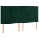 vidaXL sötétzöld bársony LED-es fejtámla 200x5x118/128 cm